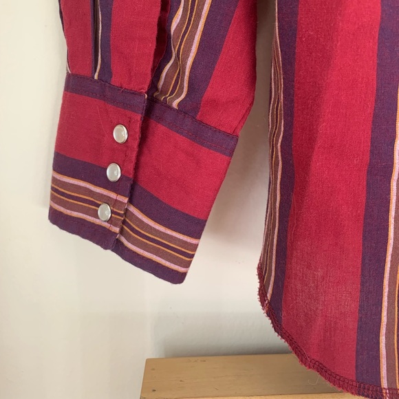 Wrangler // VTG Western Striped Button Down - Picture 6 of 12